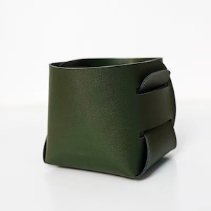 Small Faux Leather Storage Box Army Green