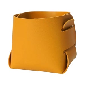 Small Faux Leather Storage Box Yellow