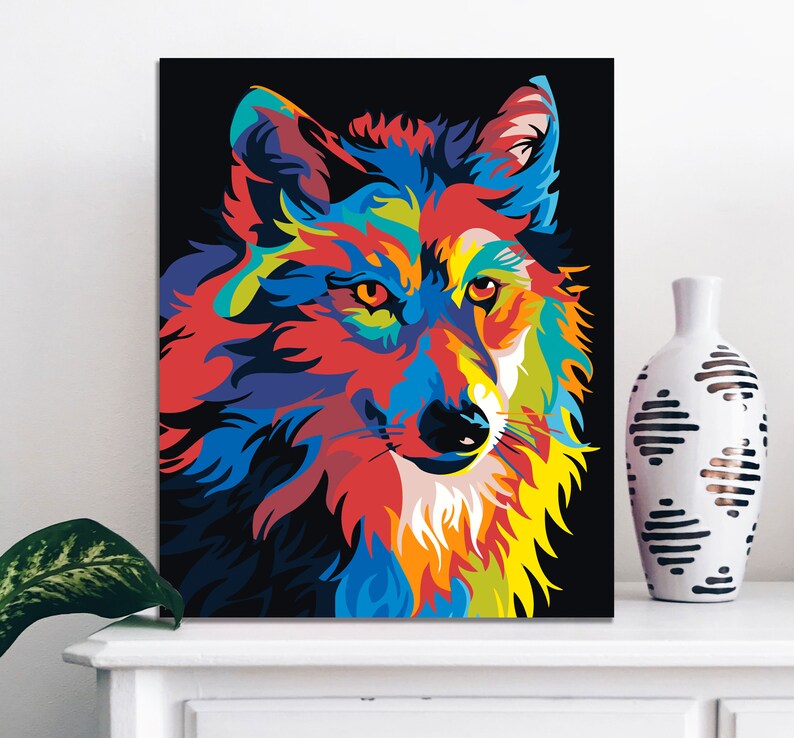 Pop Art Wolf Portrait Perfect Gift Idea for Painter DIY Set | Etsy