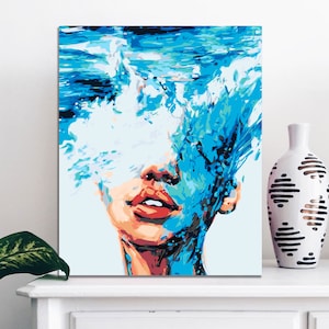 Aqua Emotional Girl Lips for Home Decor Painting by Numbers Picture with Frame DIY Painting by Canvas with Unique Design Best Gift HP0056