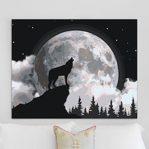 Lonely Wolf Art Moon Paint By Numbers Canvas Painting By Numbers Painting Kit Hobby Art Paint By Numbers DIY Kit Painting By Number HP0543