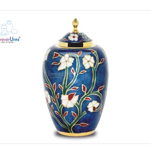 Urns for ashes adult- Funeral Blue Garden Large funeral urn for ashes of loved ones Size 10.5" & 220 Cu. In