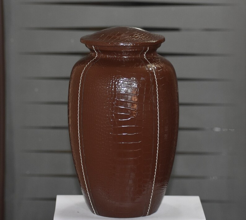 Urns for ashes adult- Funeral Brown Leather shops Large funeral urn for ashes of loved ones Size 10.5