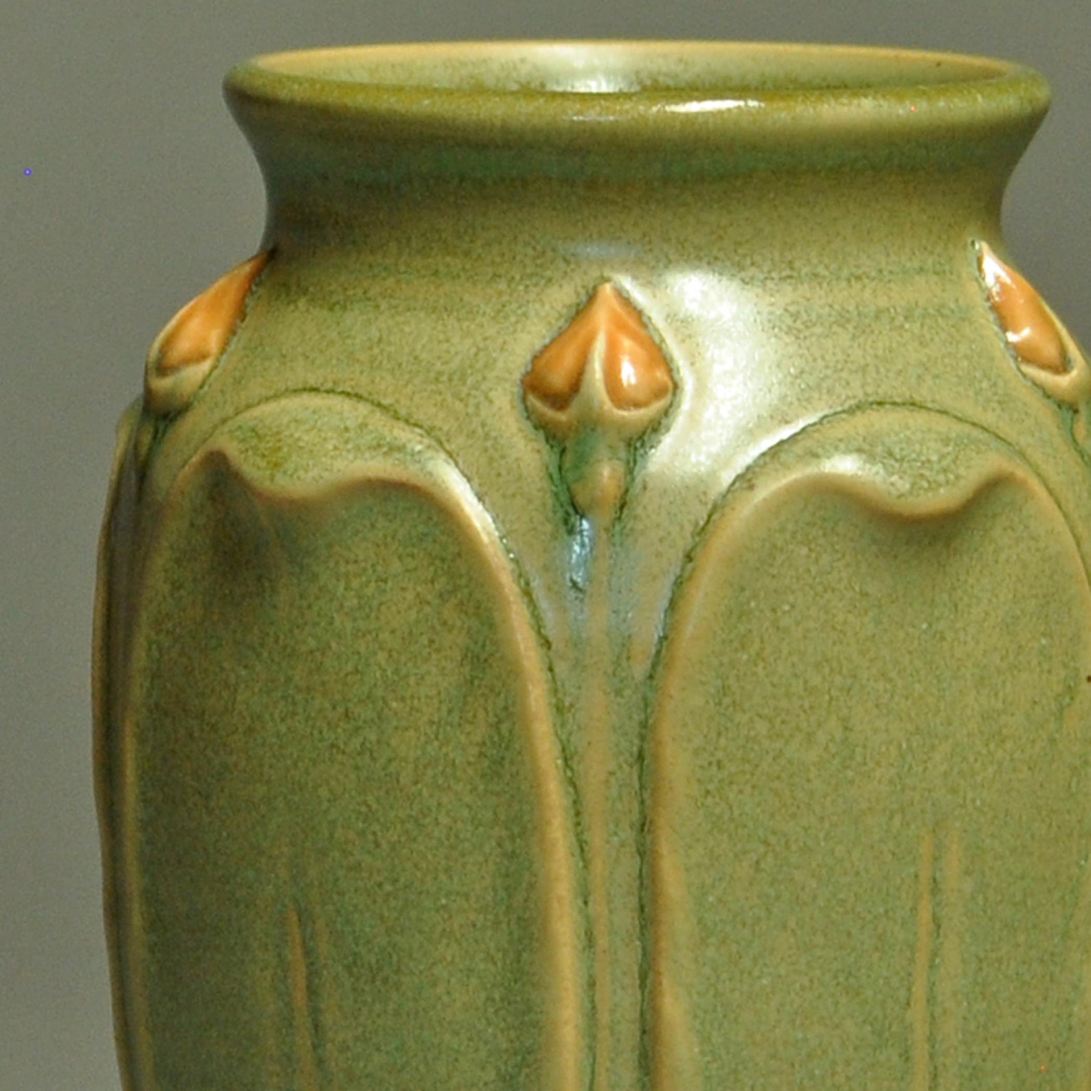 Sage Green Matte Vase With Modeled Leaves & Buds Arts and Etsy