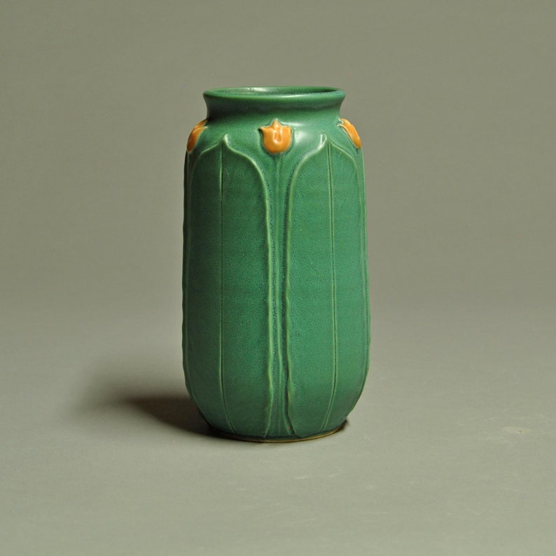 Vintage Green Matte Vase With Modeled Leaves & Buds Arts and Etsy