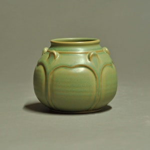 Sage Green Matte Vase With Carved & Applied Craftsman Inspired Design