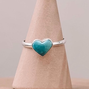 Turquoise and Sterling Heart Dainty Ring