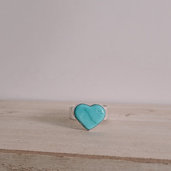 Heart Shaped Turquoise Ring Native American Handmade Custom Jewelry