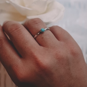 Small Turquoise Ring Stacker Silver or Gold