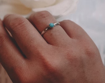 Small Turquoise Ring Stacker Silver or Gold