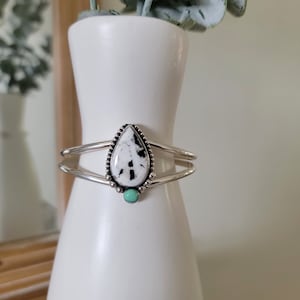 White Buffalo and Turquoise Cuff Bracelet