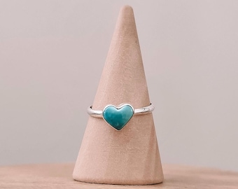 Turquoise and Sterling Heart Dainty Ring