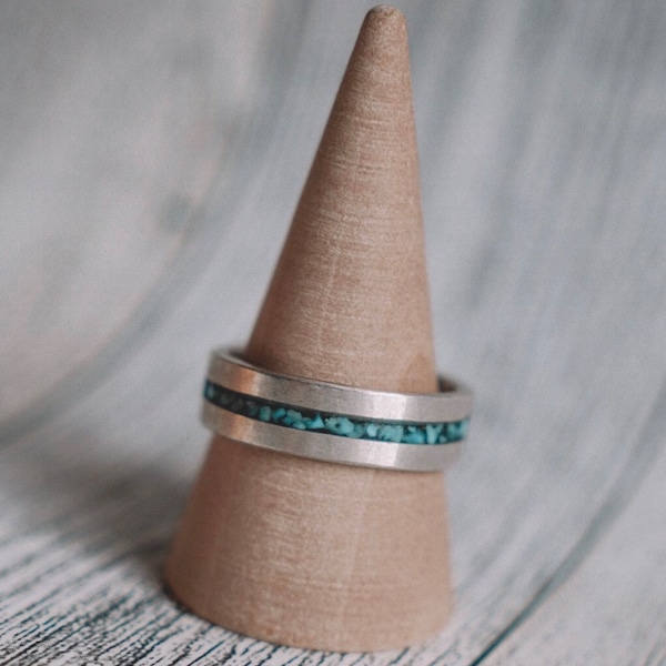 Single Channel Turquoise Inlay Ring Wedding Band