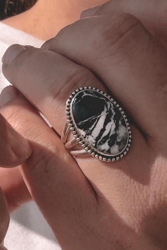 Large White Buffalo Split Band Ring Native Made