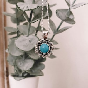 Floral Dainty Turquoise Necklace - comes with chain