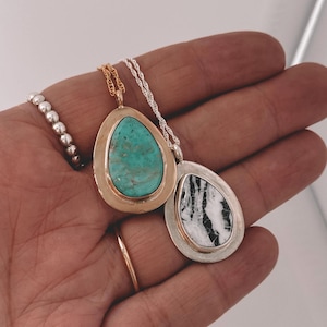 Flat Edge Turquoise Pendant - comes with chain