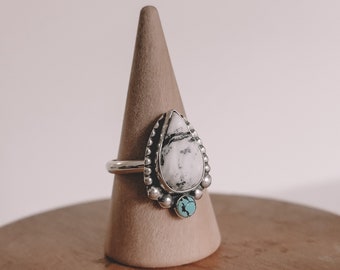 White Buffalo and Turquoise Ring