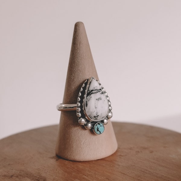 White Buffalo and Turquoise Ring