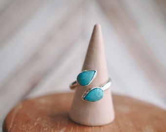 Double Tear Drop Wraparound Turquoise Ring