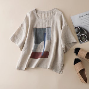 Special offer / Linen T-shirt women / Linen summer Loose and comfortable / Short sleeve image 1