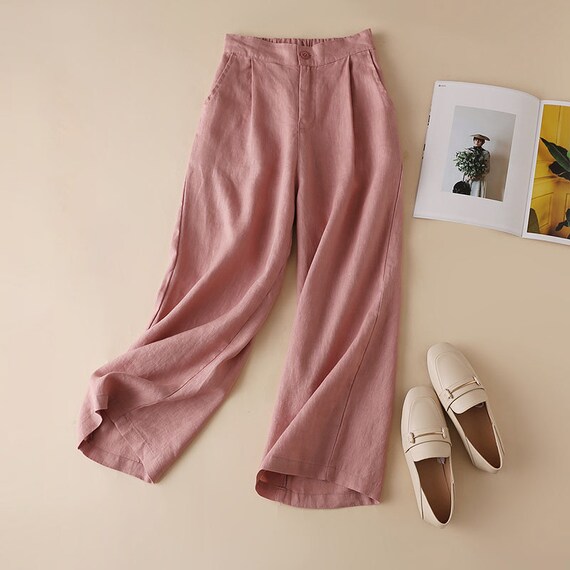 Loose Linen Pants washed Women Linen Trousers slightly | Etsy