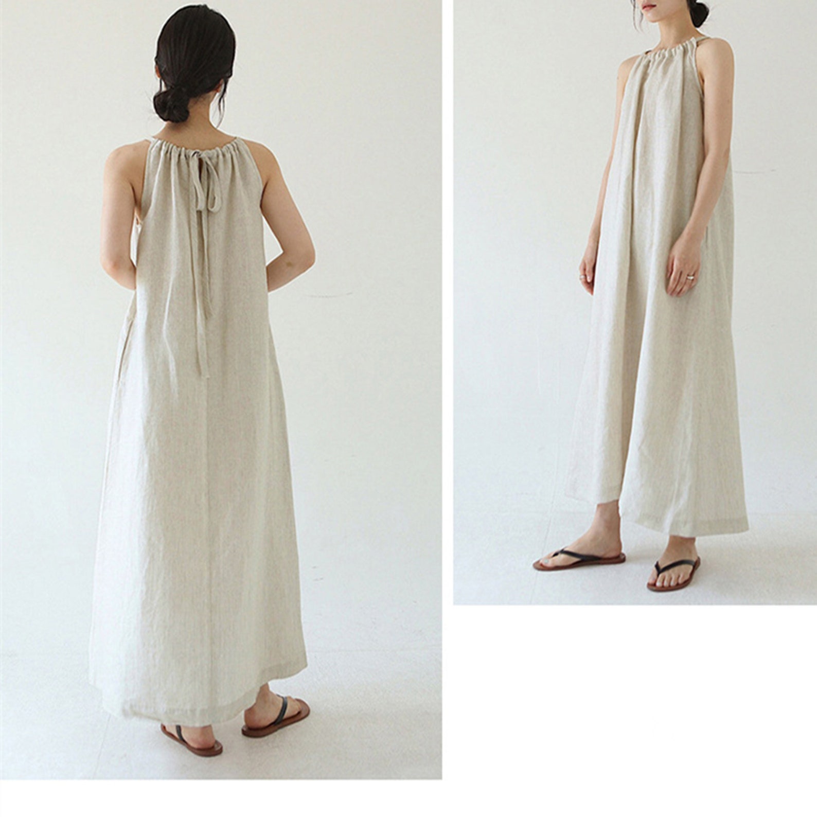 Back strap linen dressHalter Neck Linen Dress Halter linen Etsy