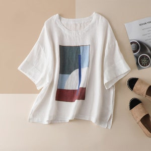 Special offer / Linen T-shirt women / Linen summer Loose and comfortable / Short sleeve image 5