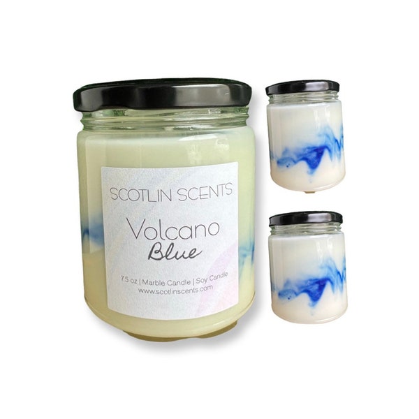 Volcano Blue | Marble Candle | 7.5 oz Glass Candles | Gift Ideas | Spring