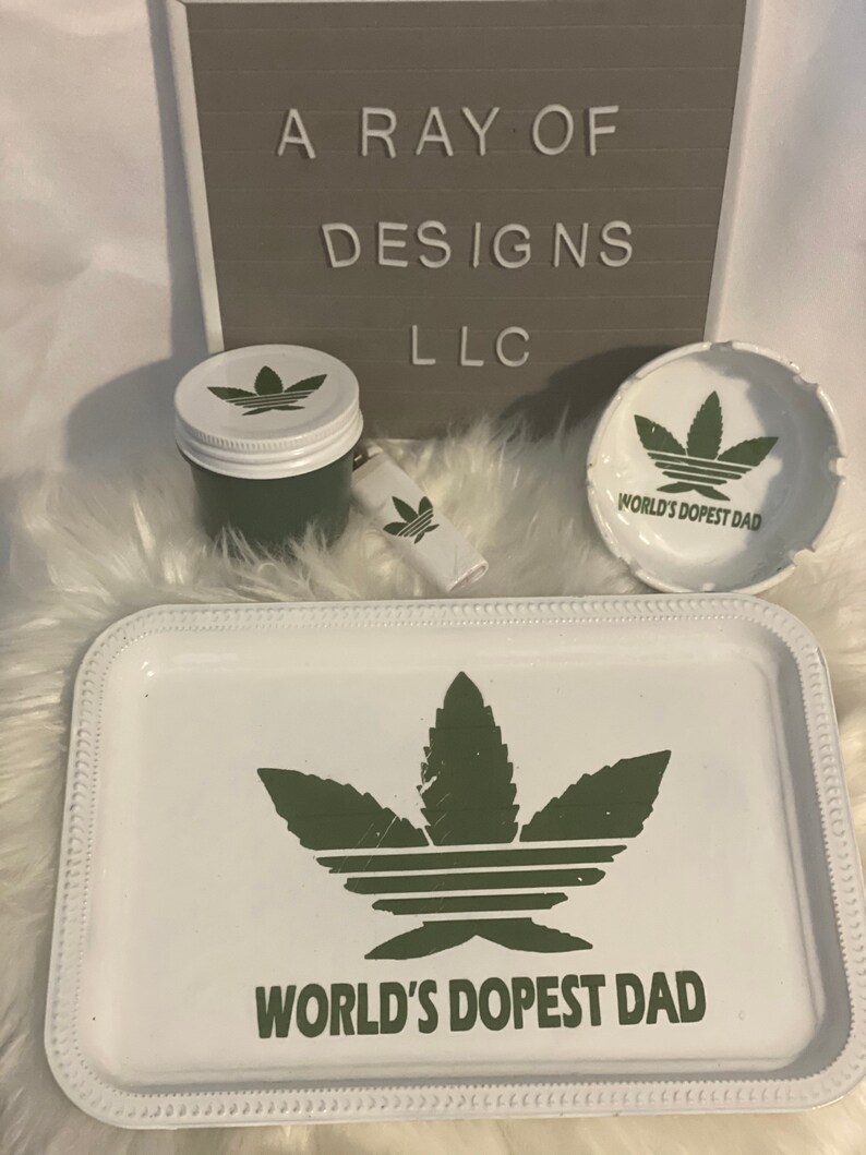Rolling Tray Set \u201cWorld Dopest Dad\u201d