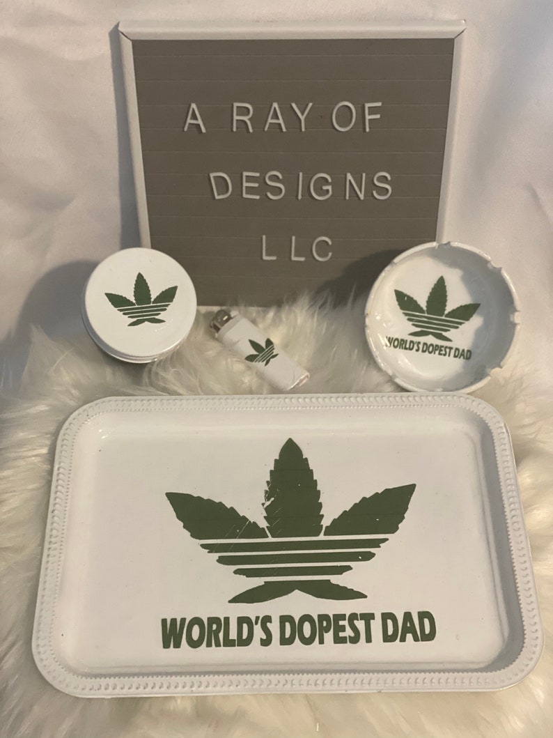 Rolling Tray Set \u201cWorld Dopest Dad\u201d