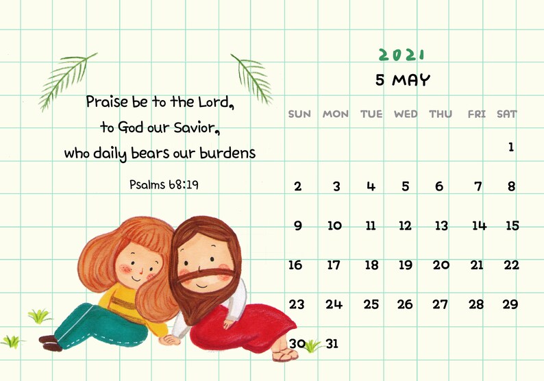 2021 bible verse calendar printable calendar 2021 wall etsy