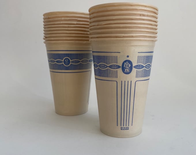 1940s Art Deco Cameo Design Dixie Cups for Cold Drinks Waxed Paper Cup - - Old & Original Theatre or Drive In