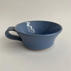 1989 Vintage Handmade Ceramic Blue Mug or Soup Bowl by Evan