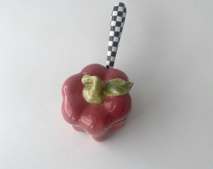 1980s Vintage Pink Red Bell Pepper Condiment Serving Dish