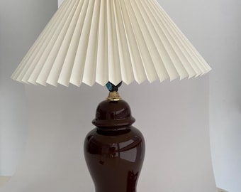 1960s Vintage Brown Glaze Ginger Jar Table Lamp MCM Midcentury Modern