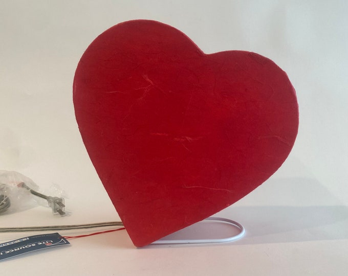 Vintage 1980s New With Tag Rare Red Paper Heart Lamp Lite Source