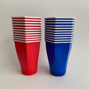 Hexagonal 16 Oz Plastic Cups, Hexagon Cups Red and Blue Party Cups 22 Total  - Etsy