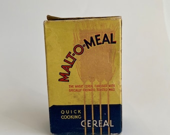 1950s Vintage Malt-O-Meal Small Quick Cooking Cereal Box