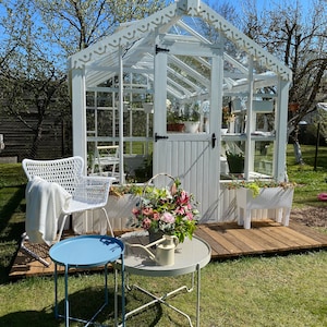 Premium handmade Wood-glass greenhouse set Grieta White Tulip (NEW 2021)