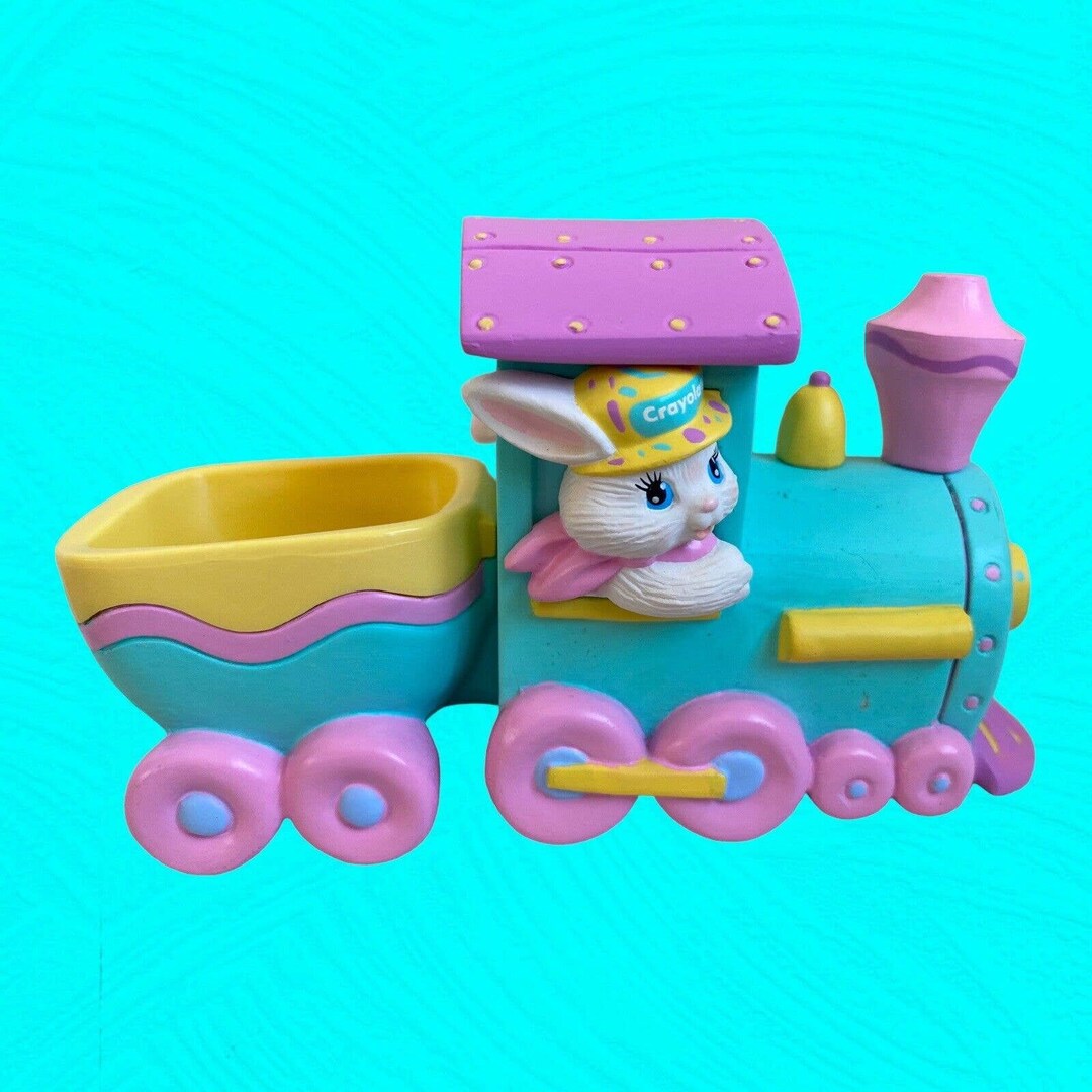 Vintage Crayola Bunny Easter Eggspress Hallmark Train Figure Candy Dish
