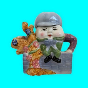 Vintage Humpty Dumpty Sat on The Wall Teapot Porcelain 1970s Fetix