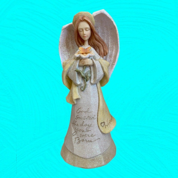 Karen Hahn Angel Figurine, 7”, Foundations 2004 For November Birthday Enesco
