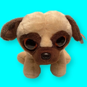 Rare TY Original Beanie Babies Boos Rufus the Pug Dog 6 inches Plush With Tags