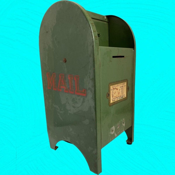 Mailbox Bank Vintage 1960's Bank Green Replica Of Postal Mail Box 9” Tall USPS