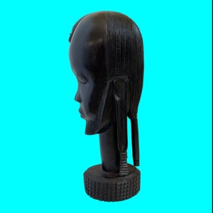 Vintage African Ebony Hand Carved Wood Figure Statue Tribal Woman 9&quot; Tall