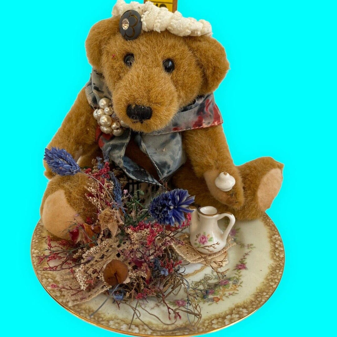 Vintage Teddy Bear Centerpiece Table Decoration Bear on Noritake Saucer ...