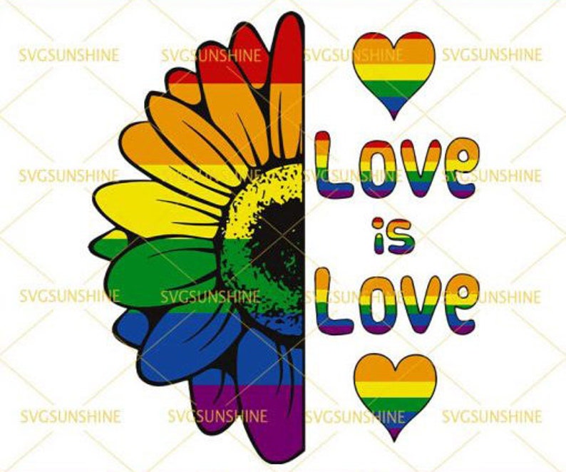 Pride Sunflower Love is Love SVG Gay Pride Rainbow Heart | Etsy