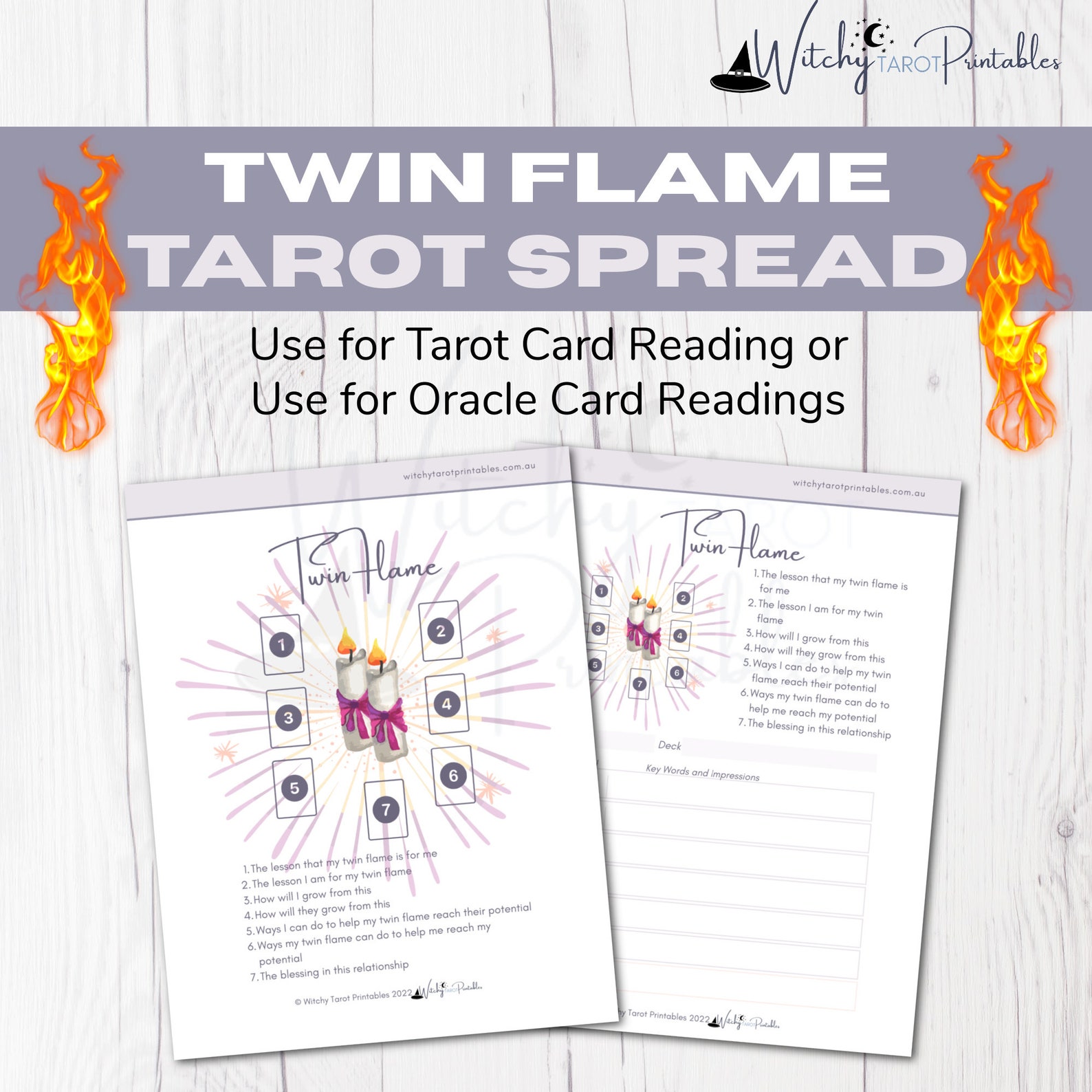 Twin Flame Tarot Spread Love Tarot Spread Tarot Journal Etsy Australia