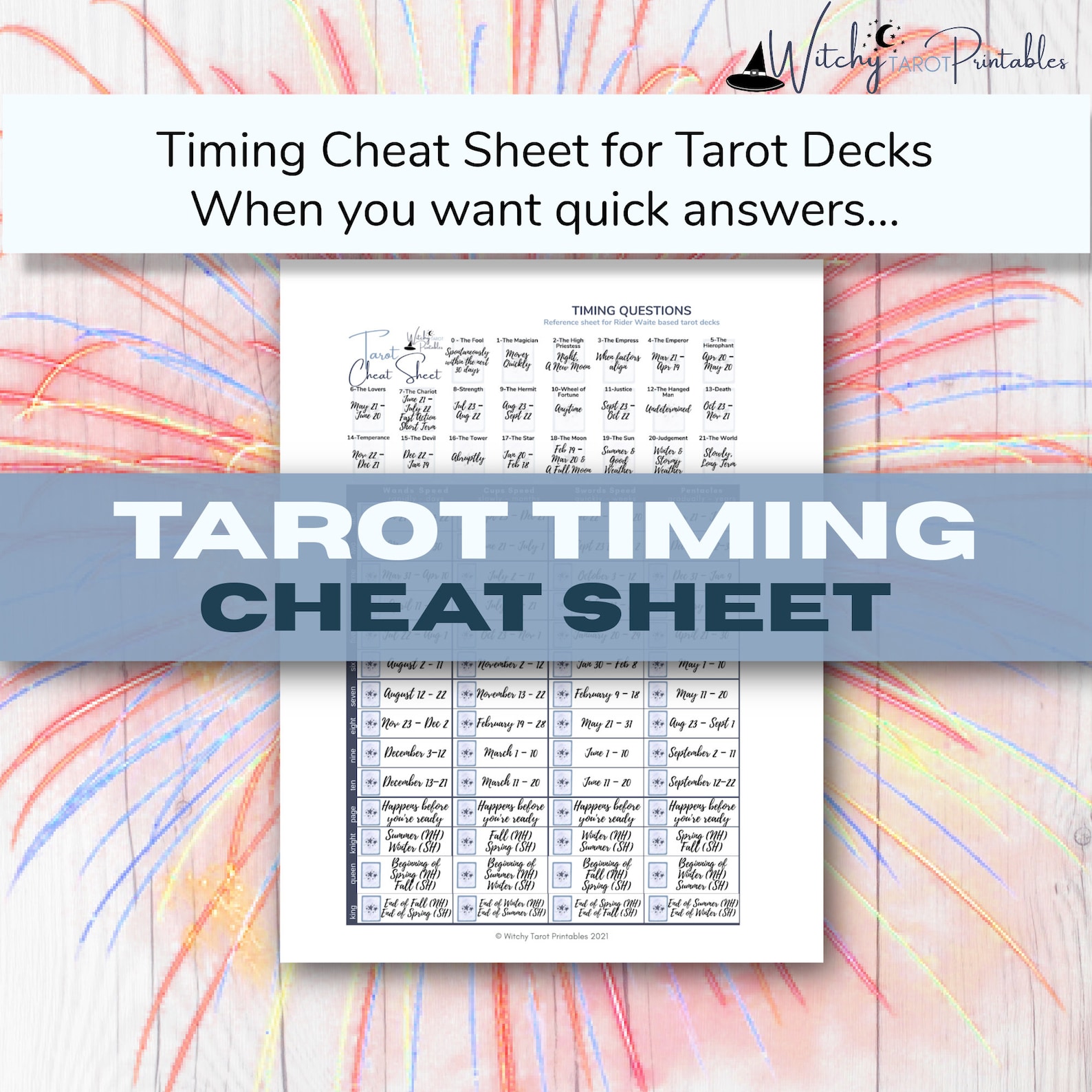 Tarot Timing Cheat Sheet PDF Journal Page Use With Grimoire Etsy