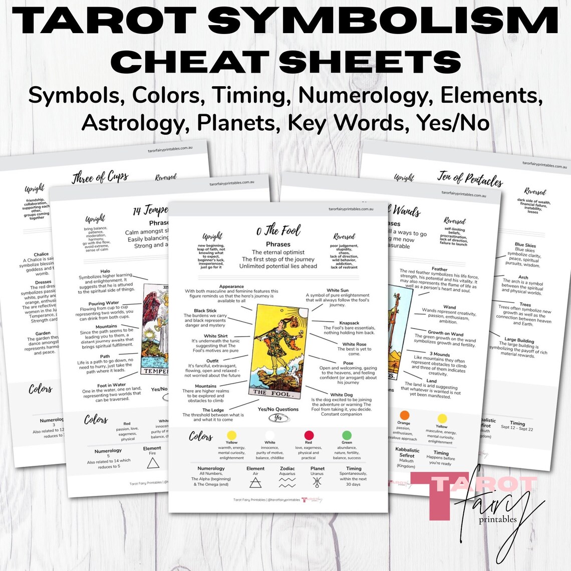 Tarot Meanings and Symbolism Workbook Tarot Cheat Sheet Etsy